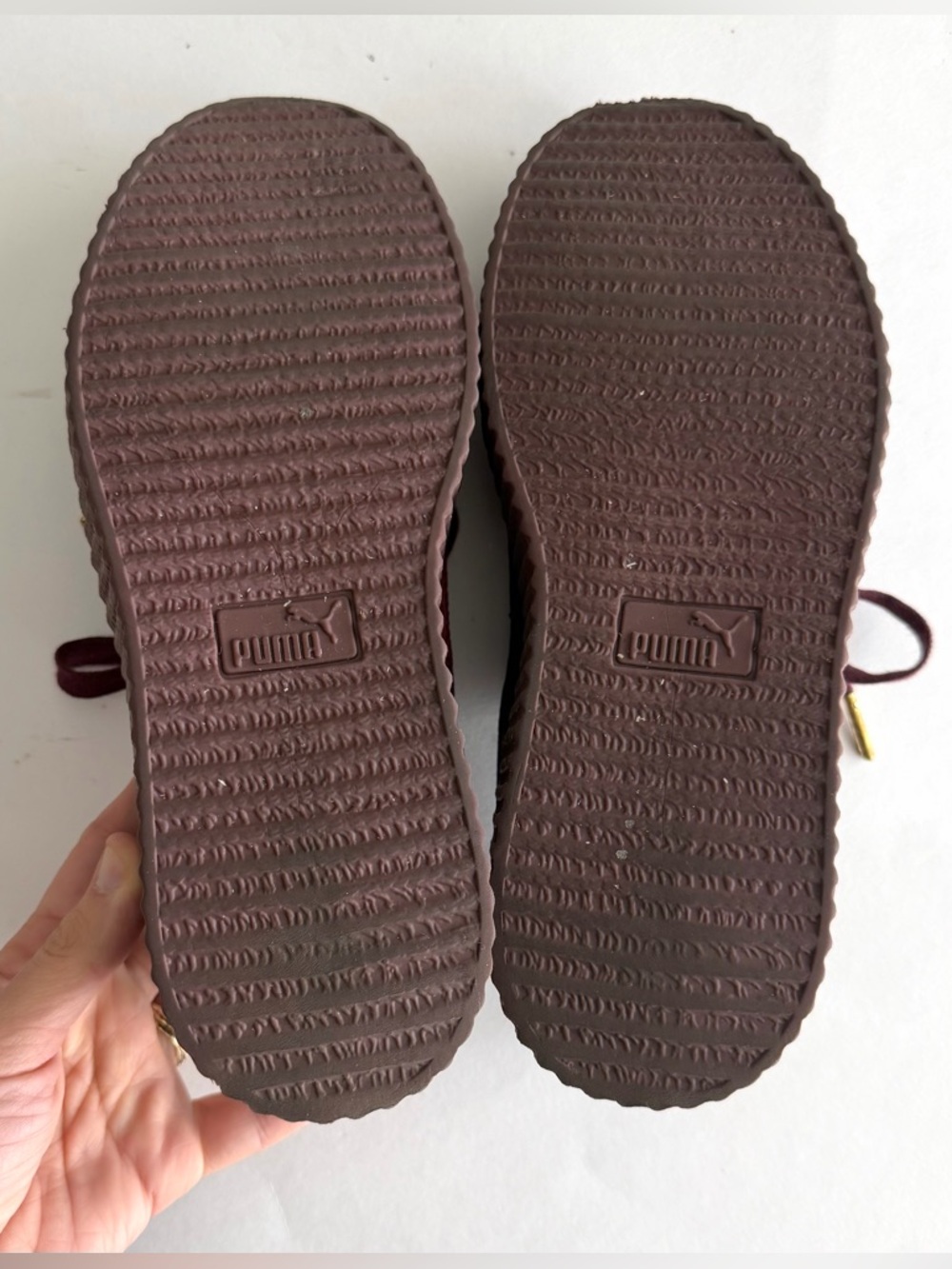 Puma Fenty Velvet Burgundy Creeper Sneakers in Box Womens US Size 7.5 - Picture 6 of 9